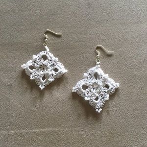 💼 Hand Crafted Crochet Beaded Square Earrings 💼